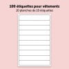 100 étiquettes vêtements thermocollantes blanches THERMO100 52 x 9 mm