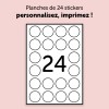 120 autocollants ronds de 4cm en papier blanc mat C9422M-5 Ø 40 mm