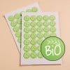 140 étiquettes Bio rondes autocollantes en planche - papier recyclé ISBIO140