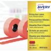 10 rouleaux de 1200 étiquettes rouges 26x16 mm pour pinces 2 lignes RPLP1626